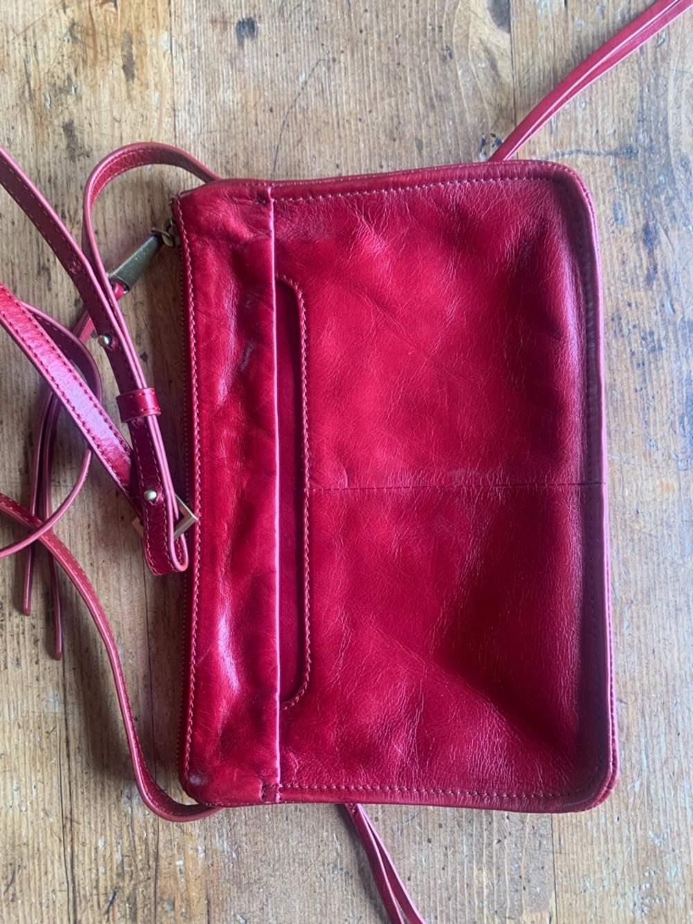 HOBO Red Leather Crossbody with Dual Front Zips - Picture 13 of 16